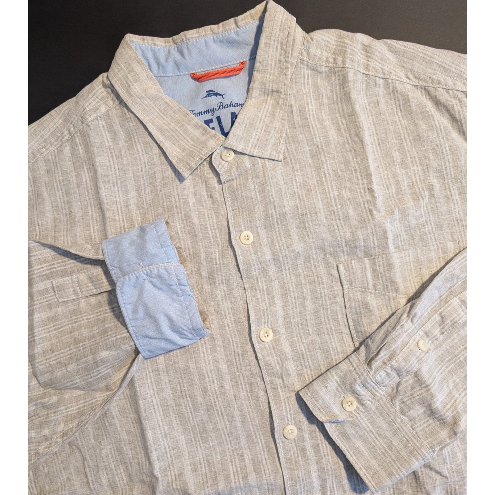 NWOT Tommy Bahama Relax Mens 3XB Linen Cotton Striped Button Down Shirt NICE!